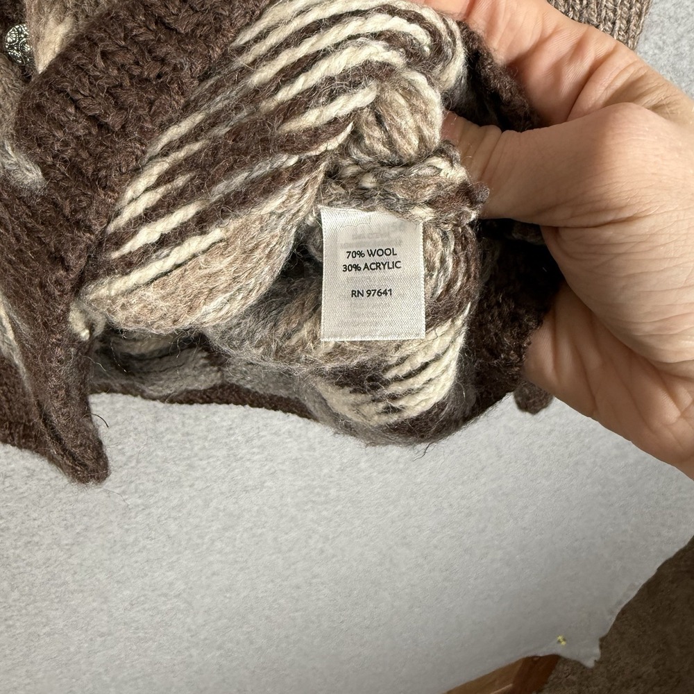 J. Jill Wool Cardigan Womens Small Brown Fair Isle Button Front Sweater - Picture 6 of 7